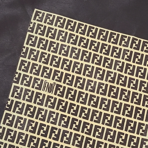 Vintage Fendi Zucca 100% Silk Scarf FF Logo Print Large Square Scarf Sz 34"×34" - Picture 10 of 14